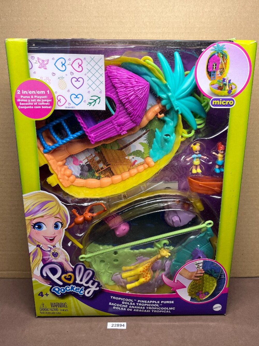 Polly Pocket Polly & Lila Tropicool Pineapple Wearable Purse Compact New 2021